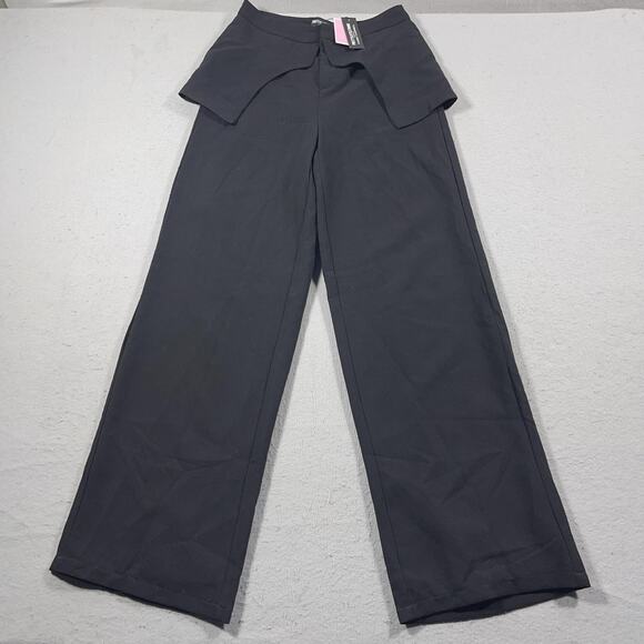 PrettyLittleThing Naomi Campbell Pants Womens US 2‎ High Waisted Peplum Trousers - Picture 1 of 12
